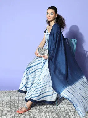 Dyed Beads & Stones Silk Dupatta Set