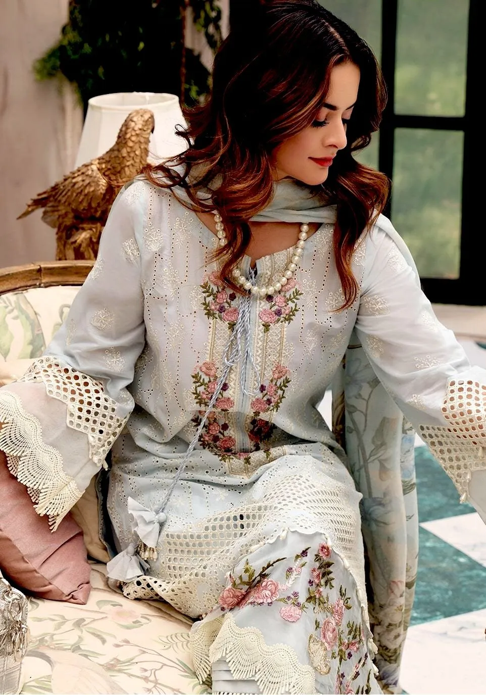 Elaf Festive Chikankari Collection 2021 – EPF- 7 Arctic