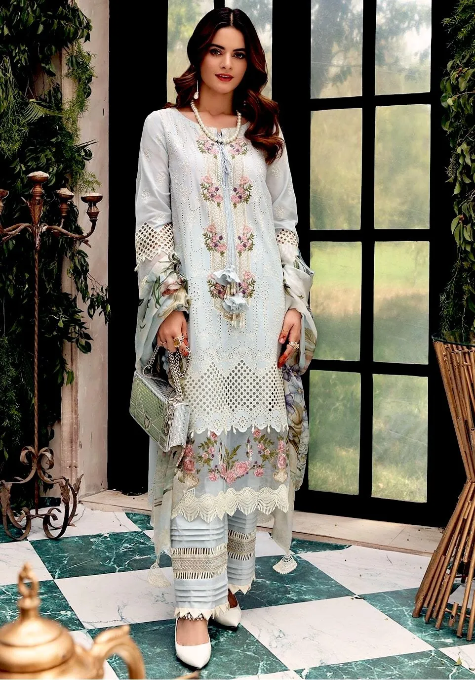 Elaf Festive Chikankari Collection 2021 – EPF- 7 Arctic