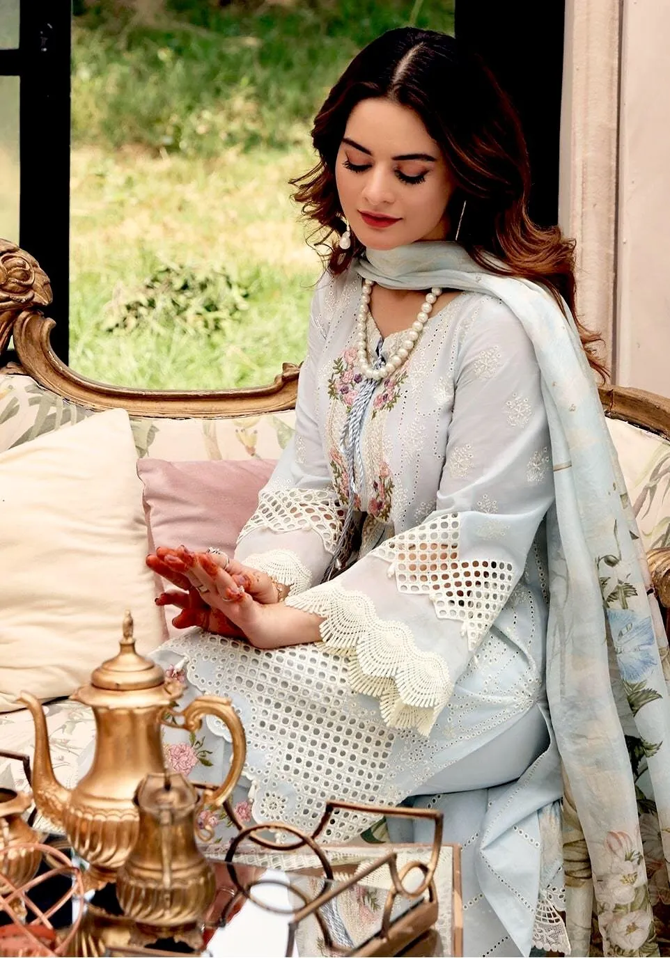 Elaf Festive Chikankari Collection 2021 – EPF- 7 Arctic