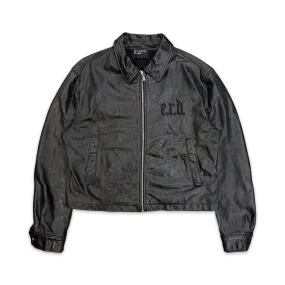 Enfants Riches Déprimes Roses Cropped Leather Jacket "Black"