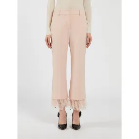 FAGUS Ostrich Feather Trim Trousers Powder Pink