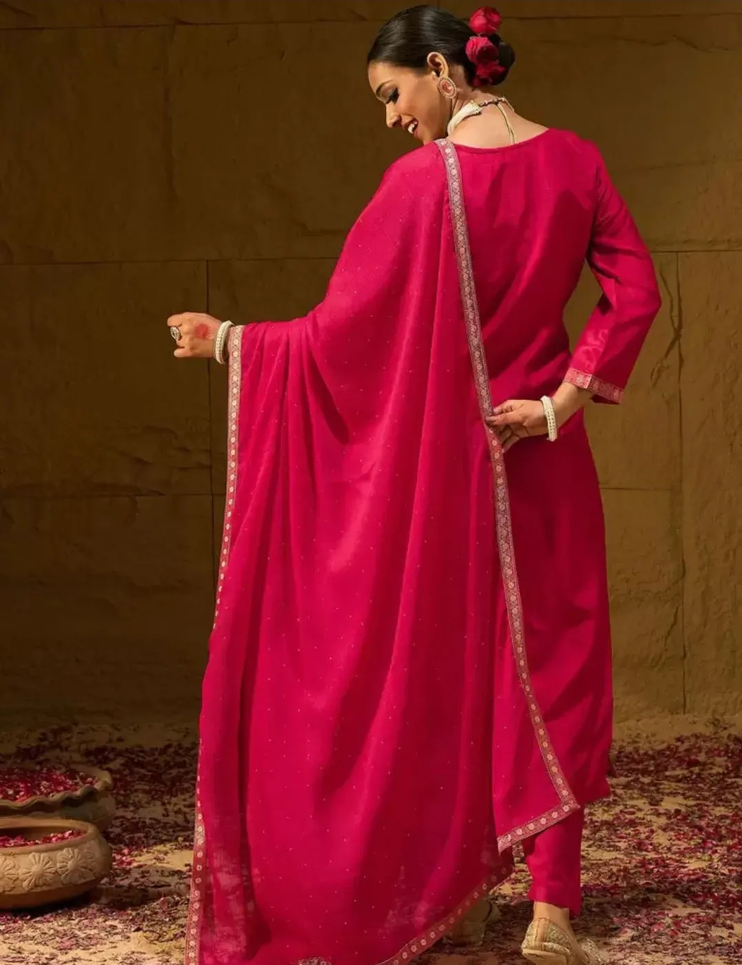Floral Embroidered Yoke Kurta Set