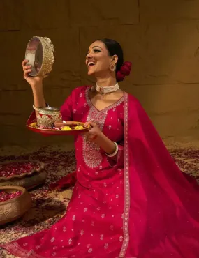 Floral Embroidered Yoke Kurta Set