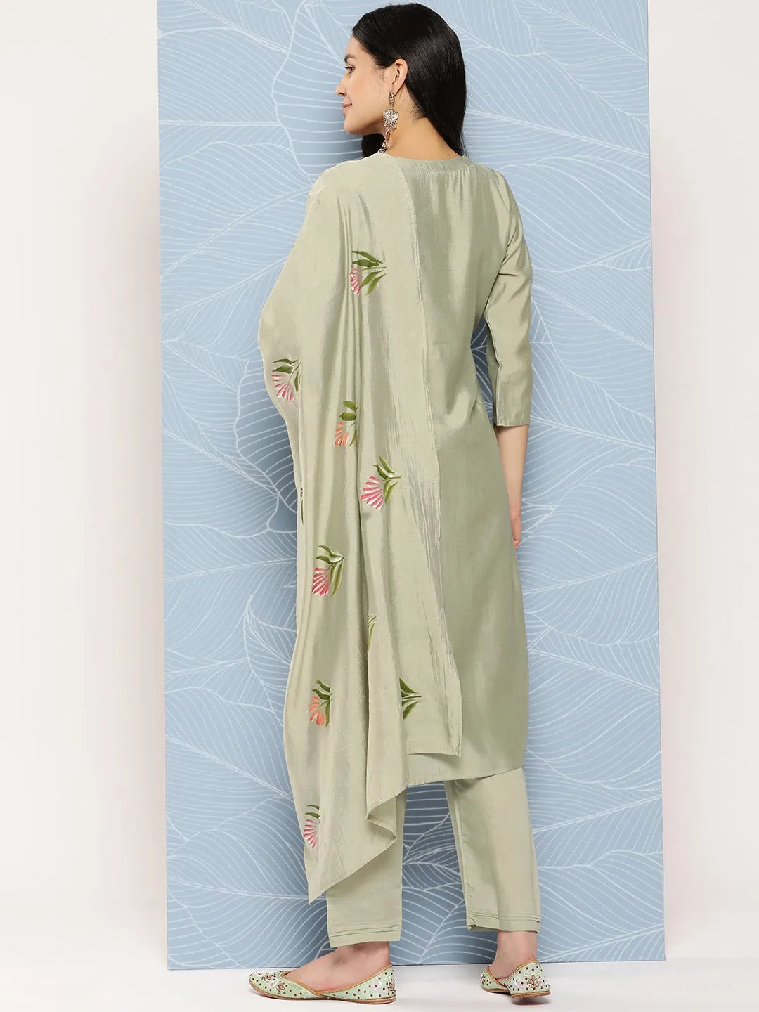 Floral Sequinned Kurta Dupatta Set
