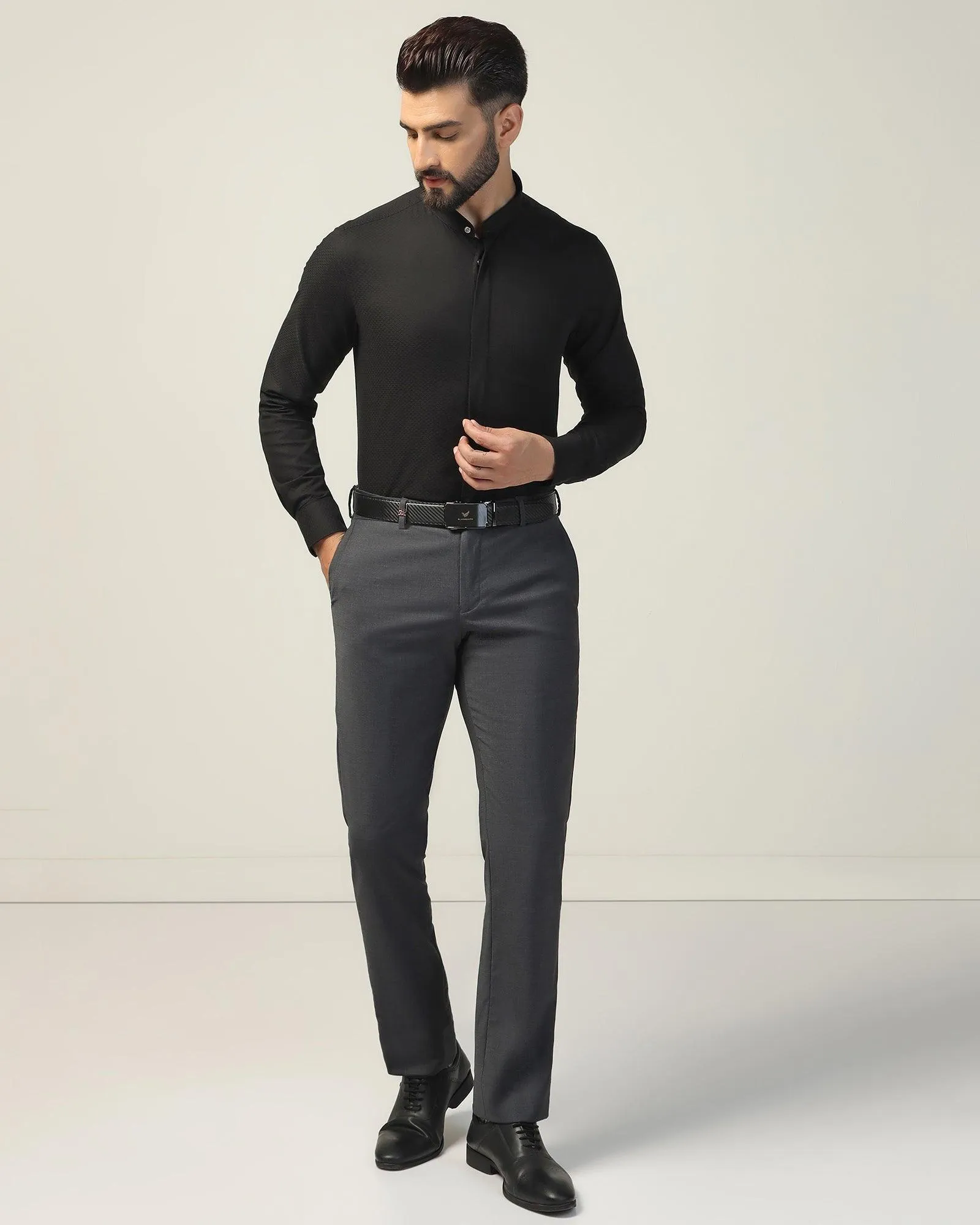 Formal Black Textured Shirt - Leon