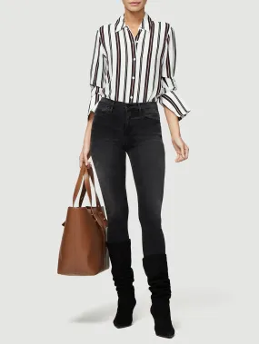 FRAME - Long Cuff Striped Pj Blouse in Noir Multi