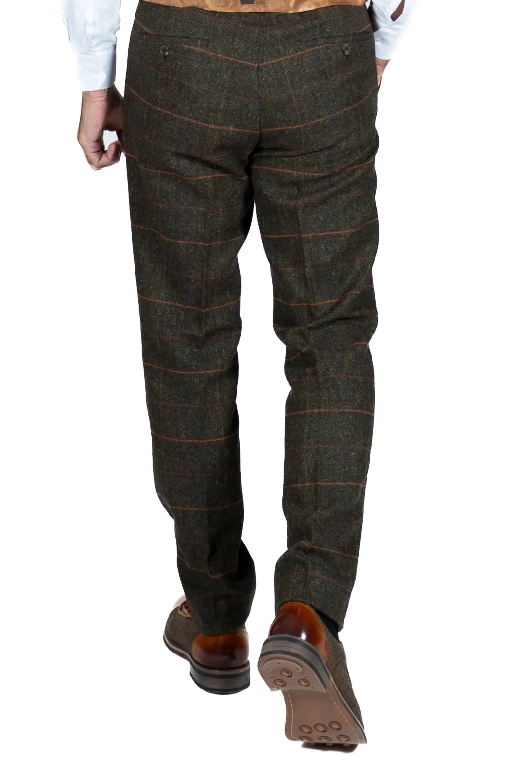 Fratelli Olive Tweed Check Trousers