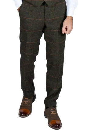 Fratelli Olive Tweed Check Trousers