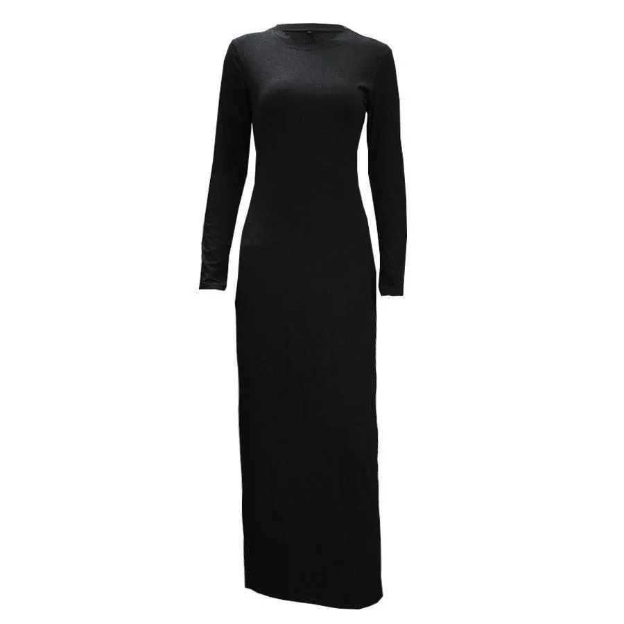 Full sleeve under abaya slip dress with round neck