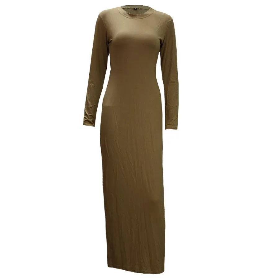 Full sleeve under abaya slip dress with round neck