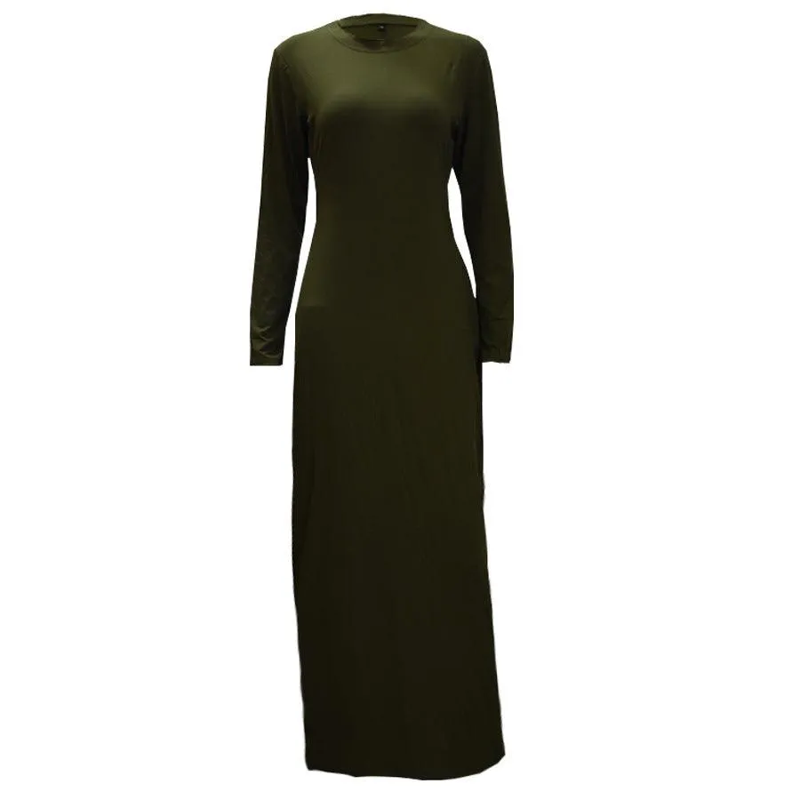 Full sleeve under abaya slip dress with round neck