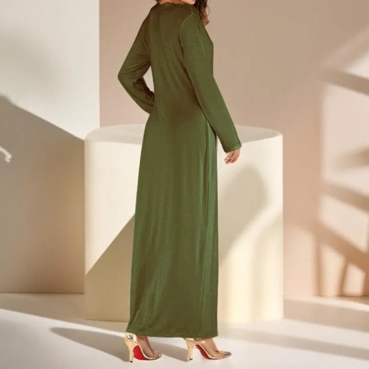 Full sleeve under abaya slip dress with round neck