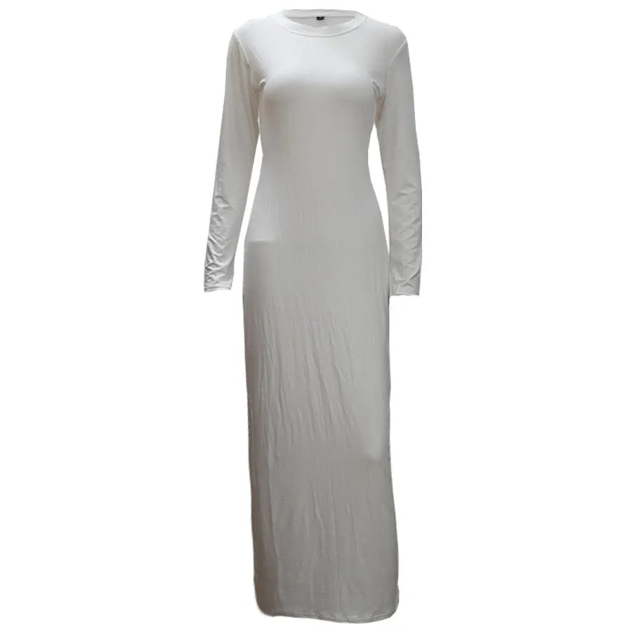 Full sleeve under abaya slip dress with round neck