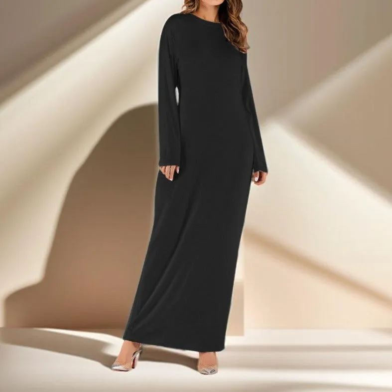 Full sleeve under abaya slip dress with round neck