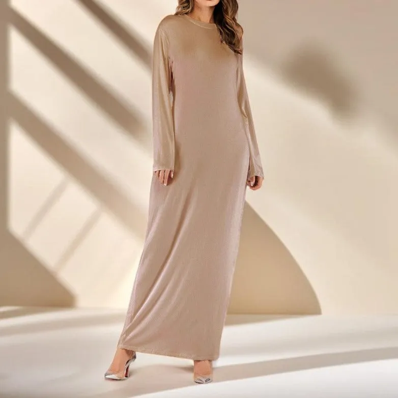 Full sleeve under abaya slip dress with round neck