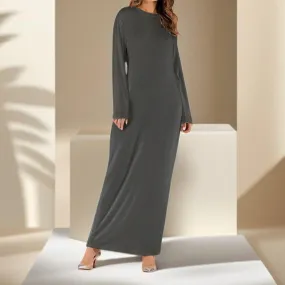 Full sleeve under abaya slip dress with round neck