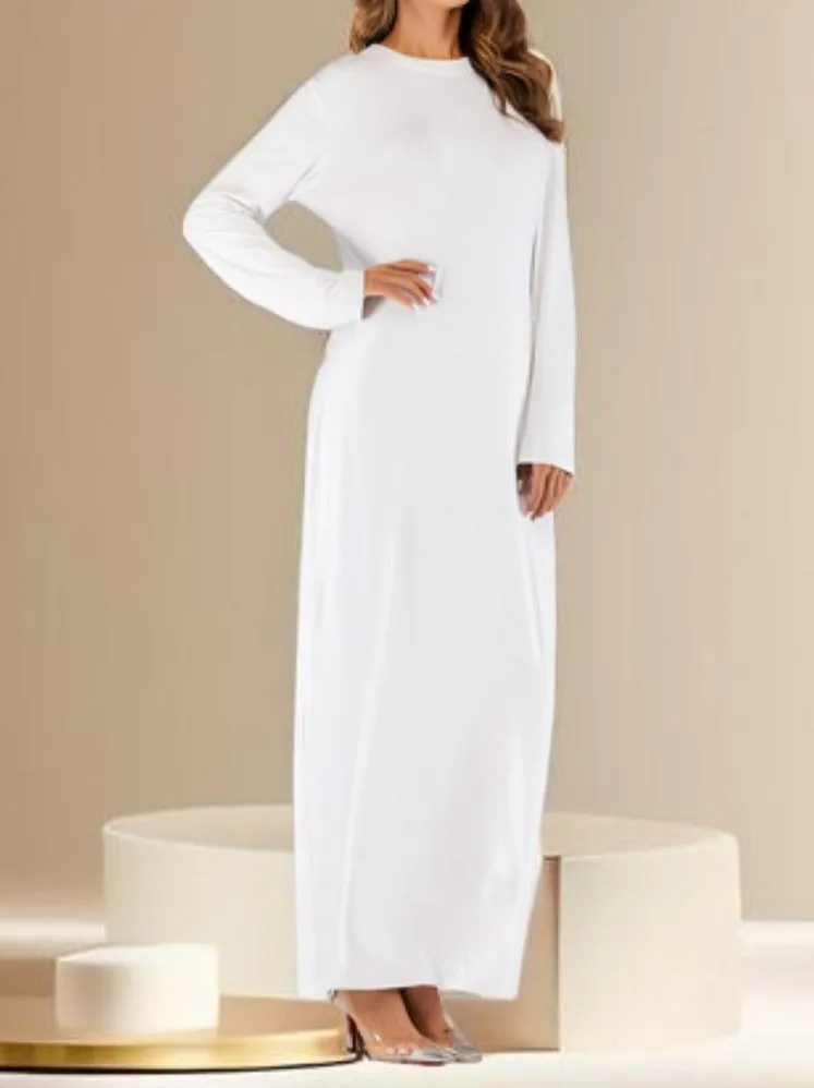 Full sleeve under abaya slip dress with round neck
