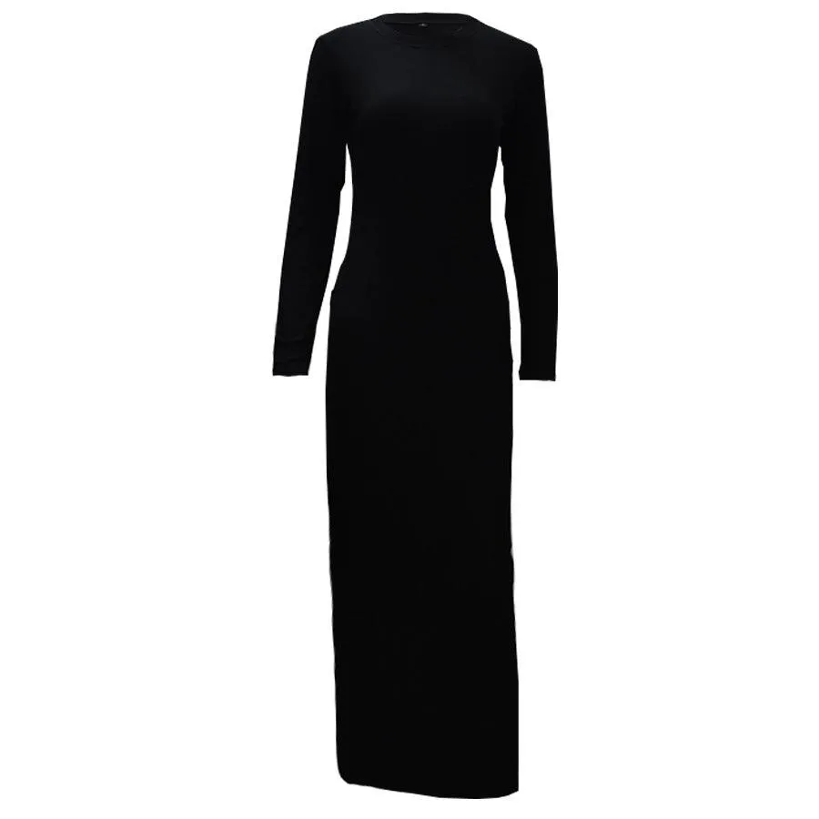 Full sleeve under abaya slip dress with round neck