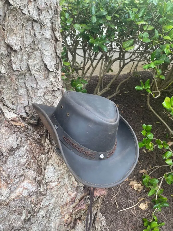 Genuine Leather Brown Cowboy Hat