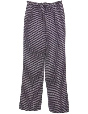 Geometric Pattern  Blue & Red Straight-Fit Trousers - W26 L30