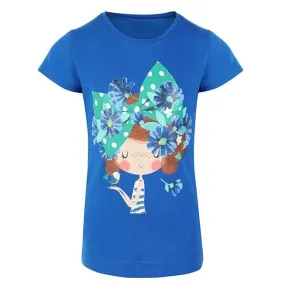 GIRL BLUE SHORT SLEEVES PRINT T-SHIRT