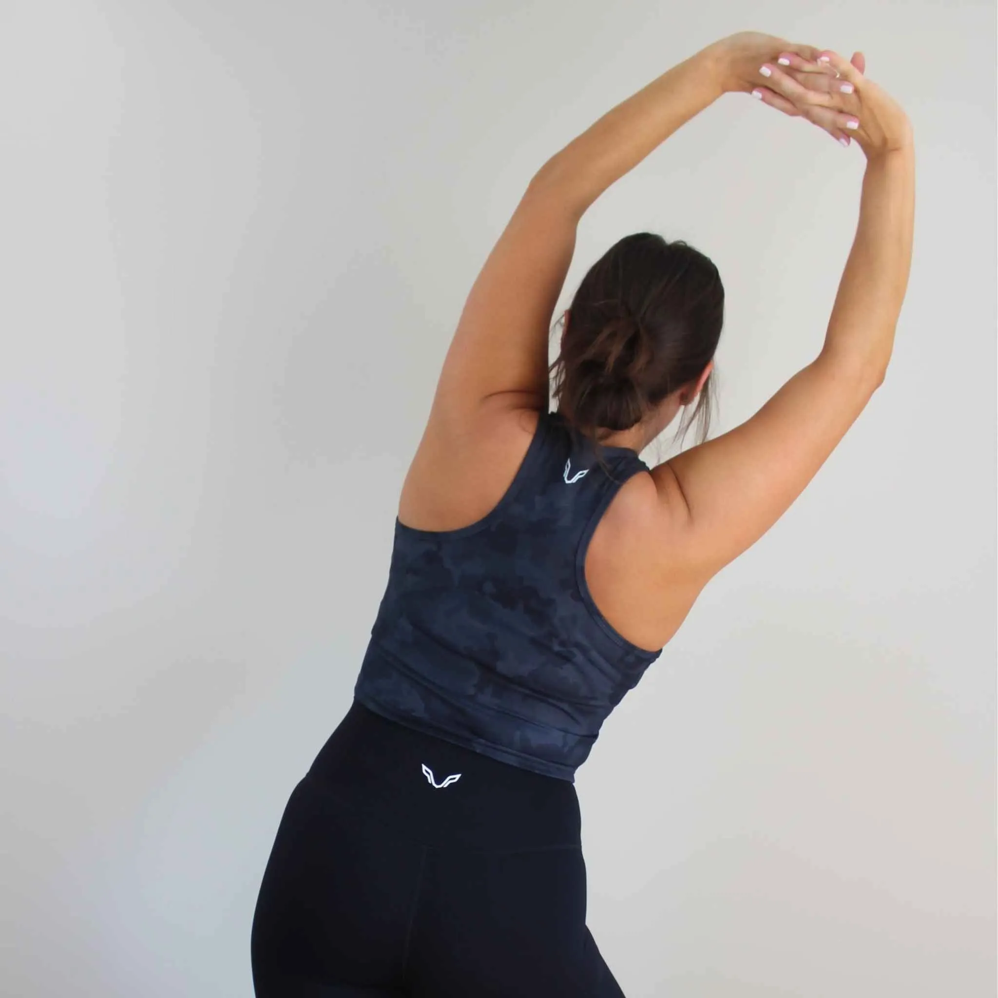 GO BEYOND Crop Tank Top - Black Camo
