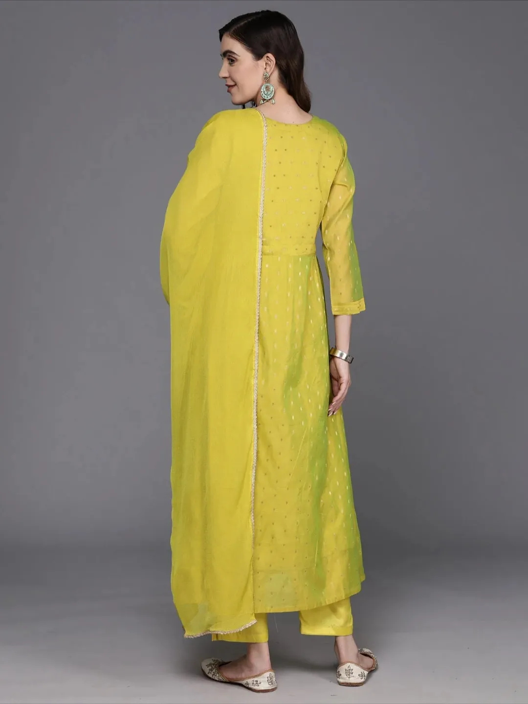 Green Embroidered Sequinned Chanderi Kurta Set