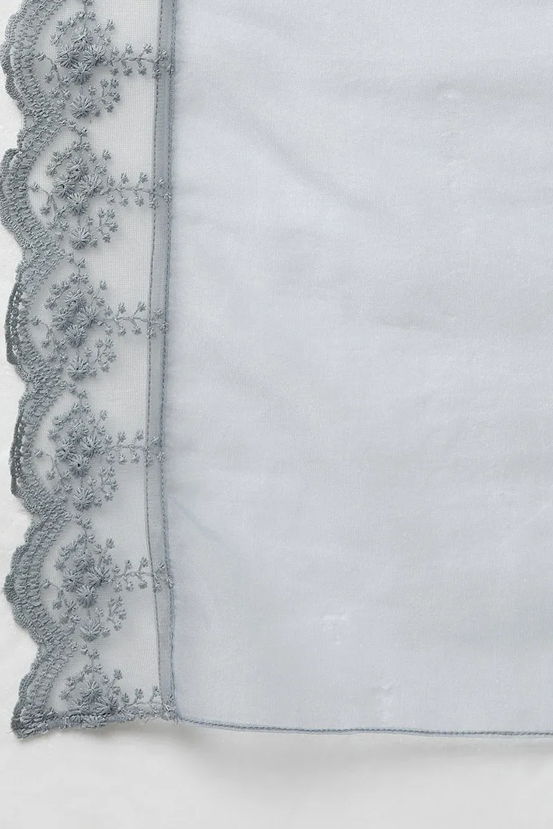 Grey Poly Silk Straight Kurta Pant With Dupatta