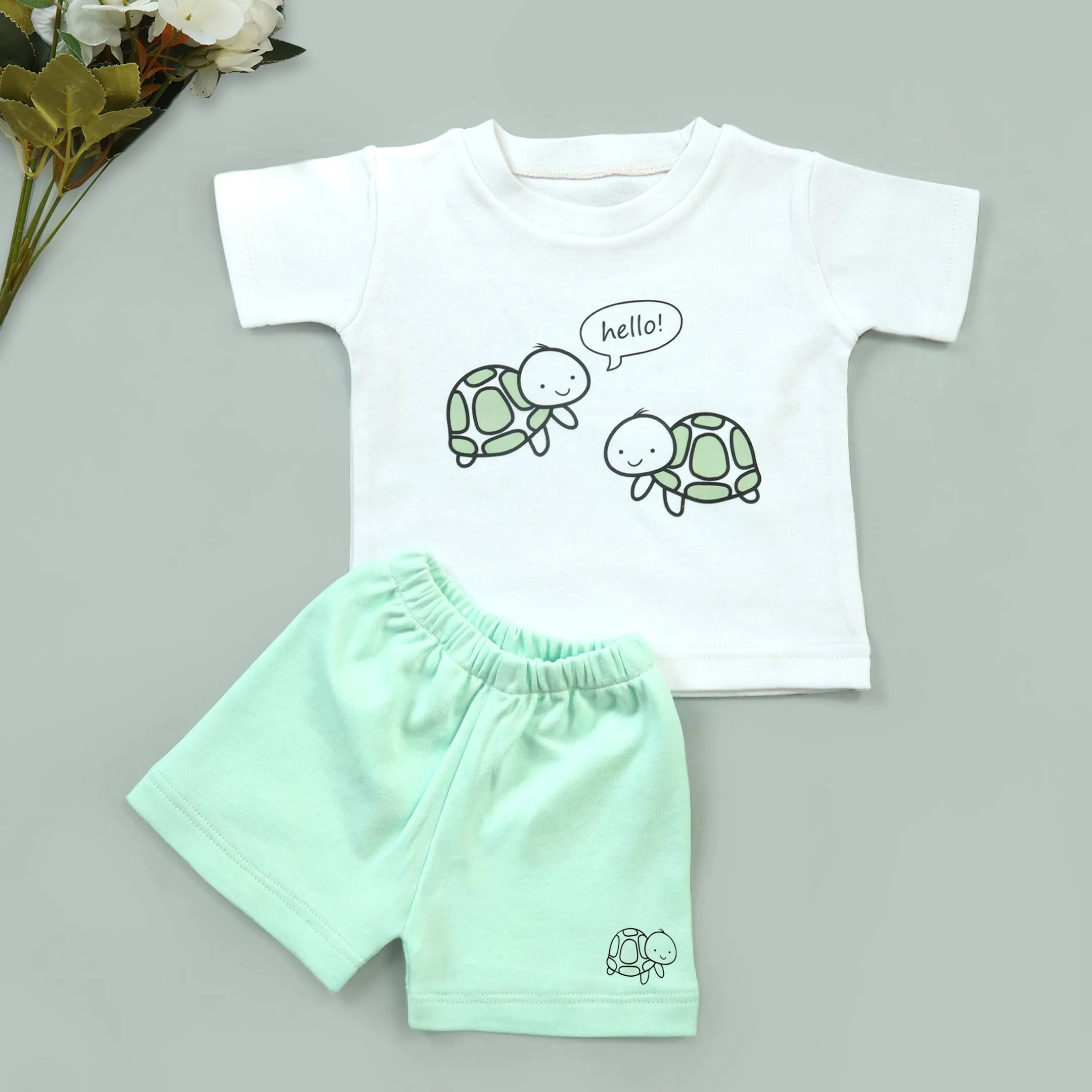 Hello Turtle Printed 2 Pieces Set