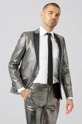 Insight Skinny Fit Silver Snake Print Jacket - ARCHIVE