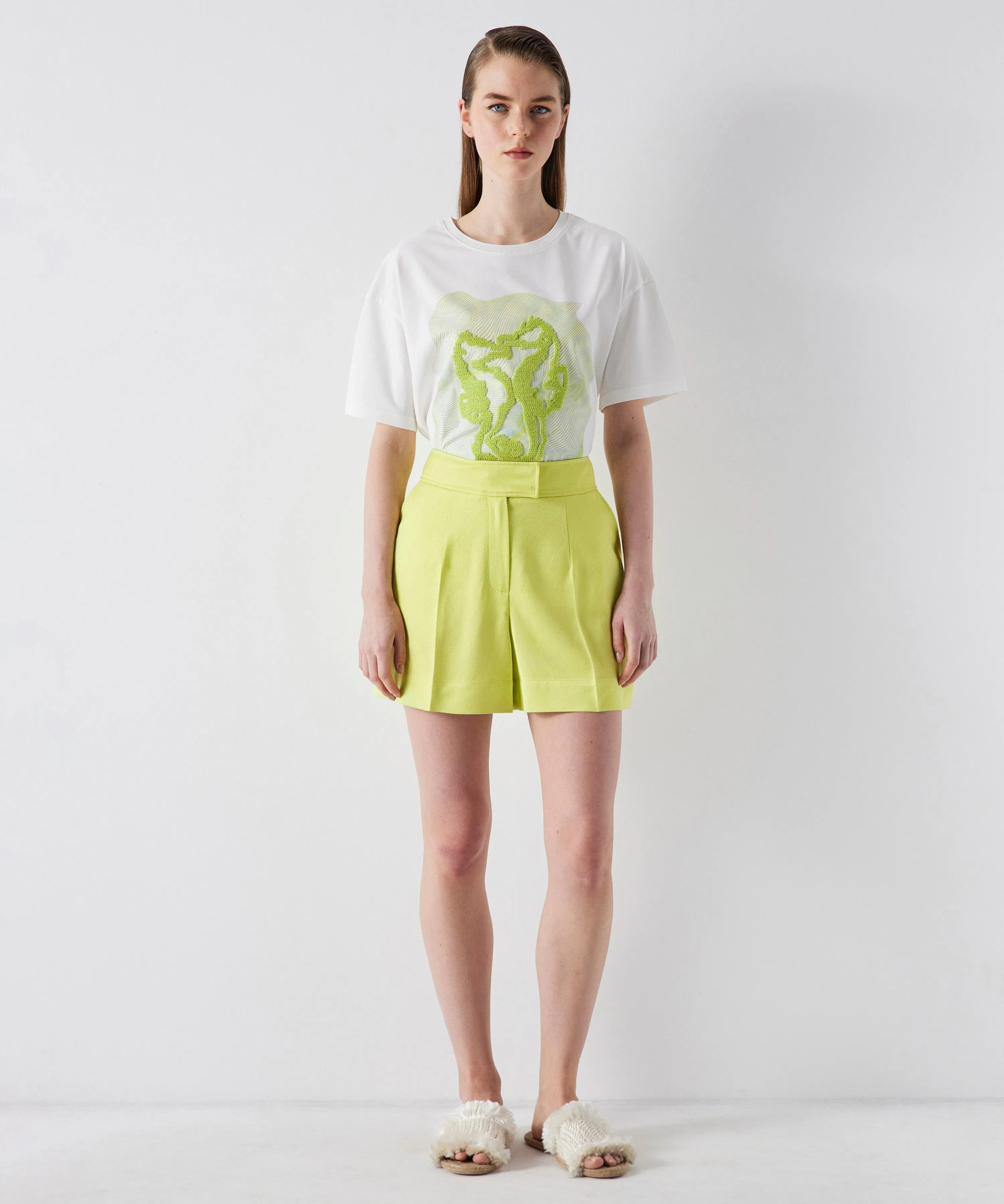 Ipekyol Solid High Waist Shorts Lime