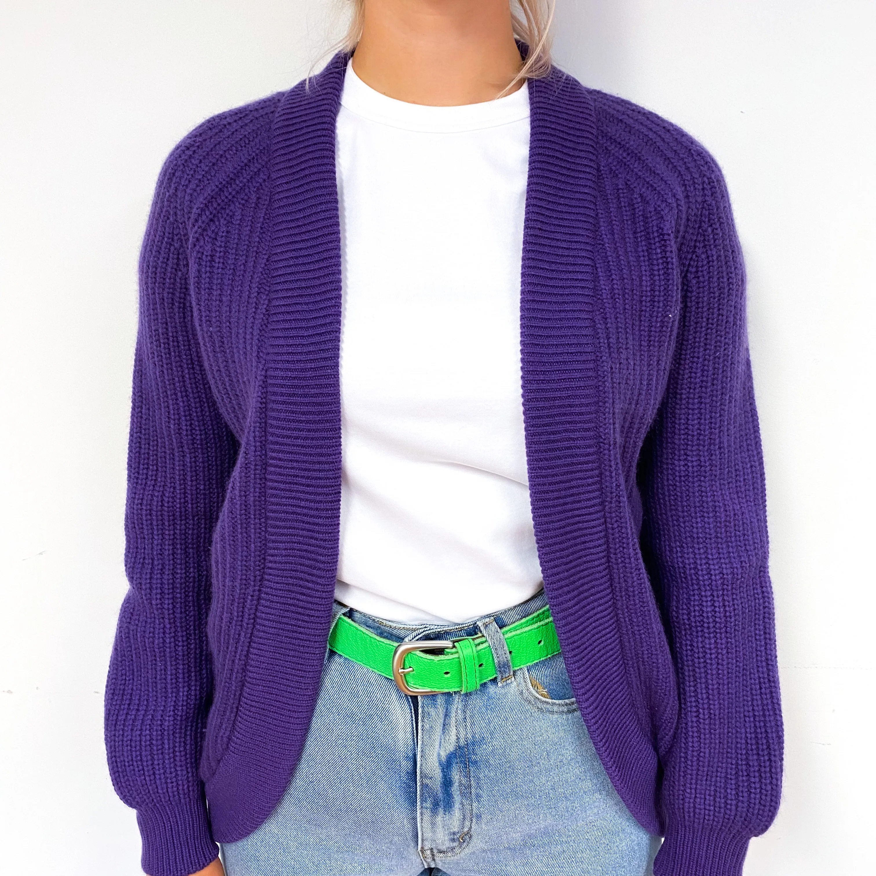 Iris Purple Chunky Cashmere Cardigan Small