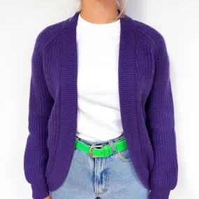 Iris Purple Chunky Cashmere Cardigan Small