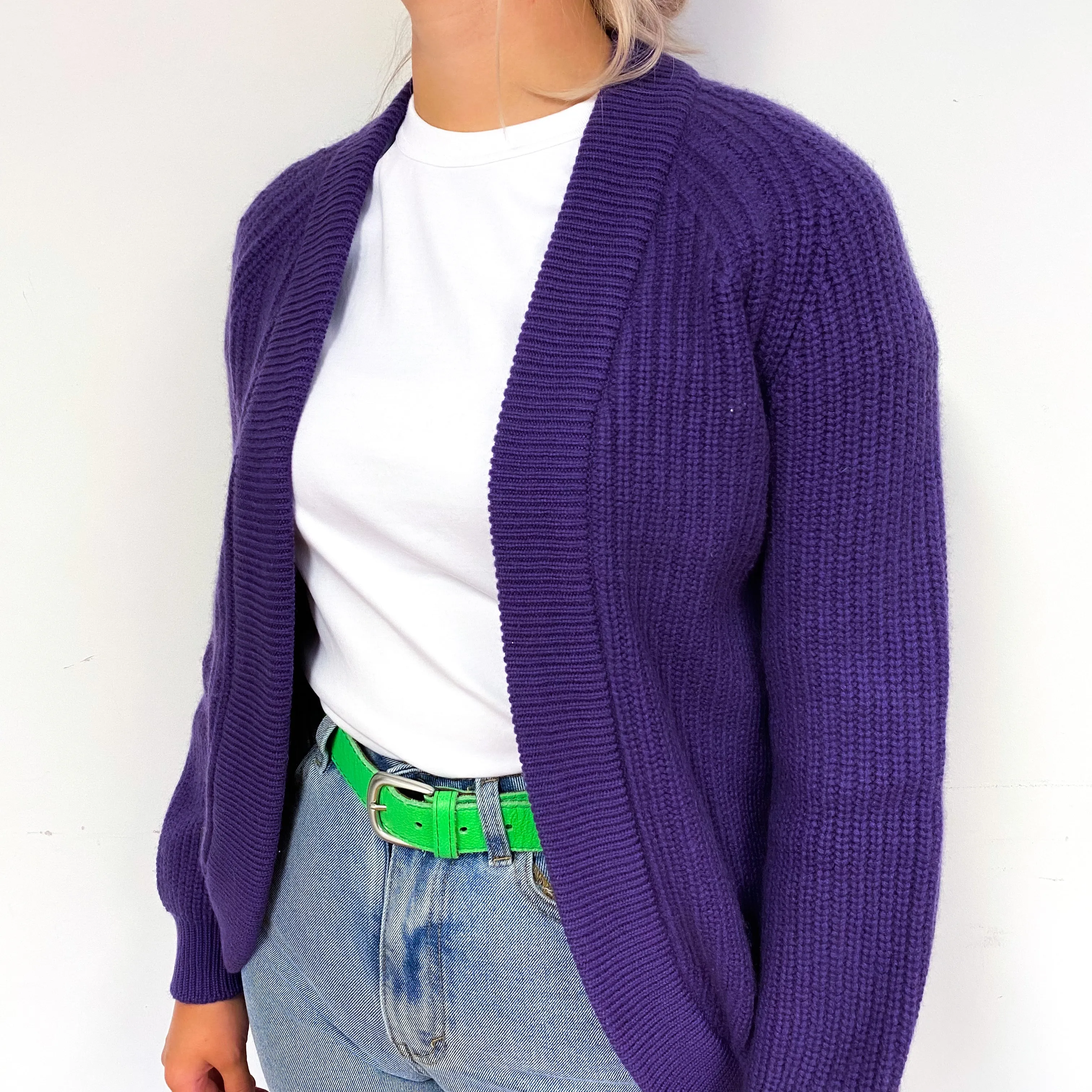Iris Purple Chunky Cashmere Cardigan Small