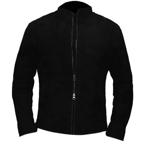 James Bond Men's Black Leather Suede  Jacket