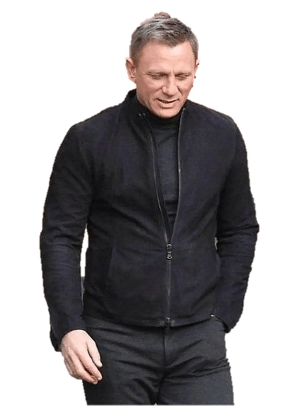 James Bond Men's Black Leather Suede  Jacket