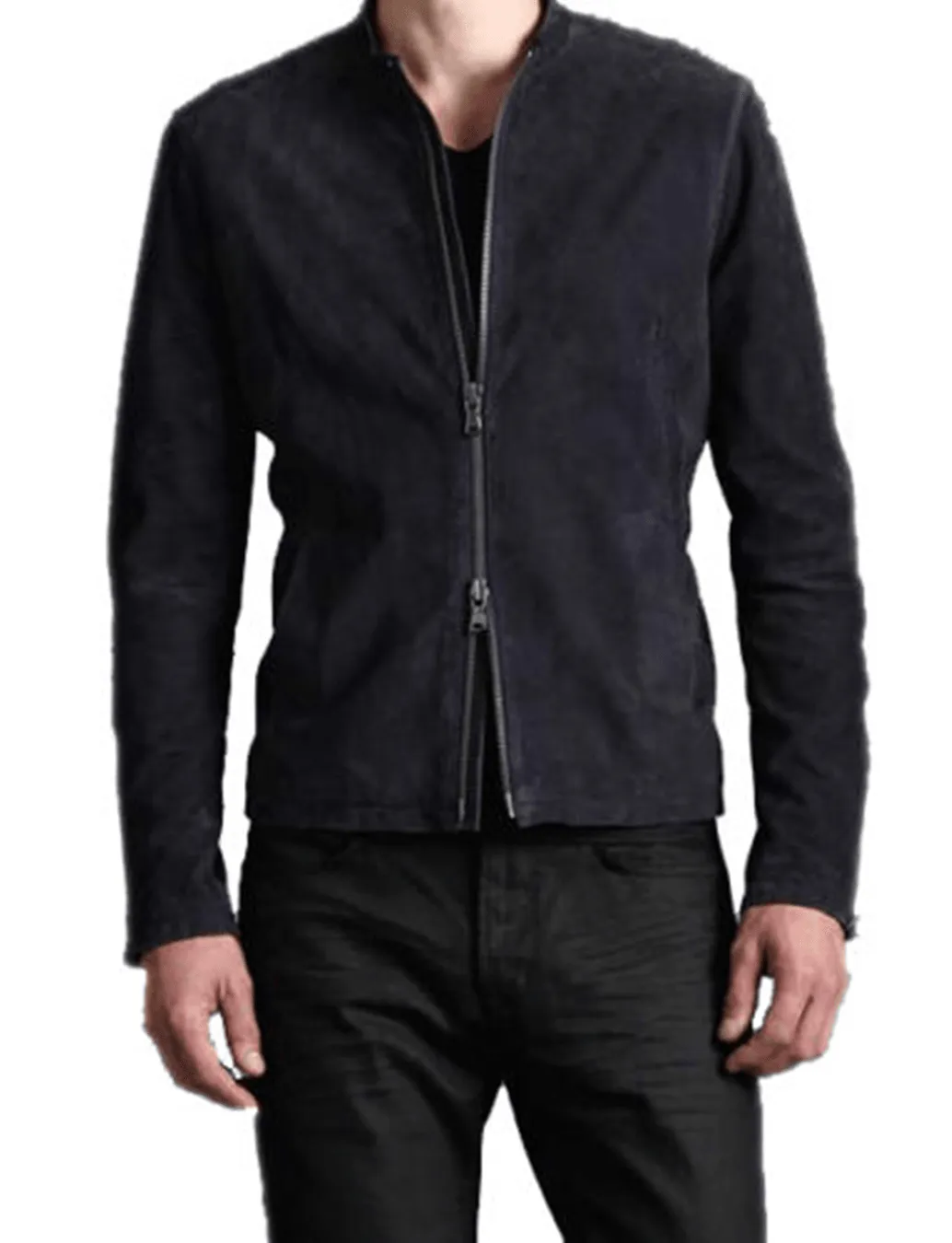 James Bond Men's Black Leather Suede  Jacket