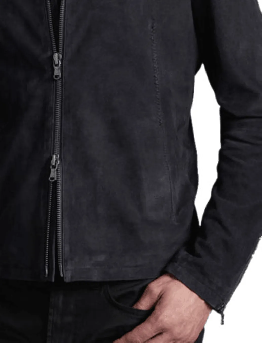 James Bond Men's Black Leather Suede  Jacket