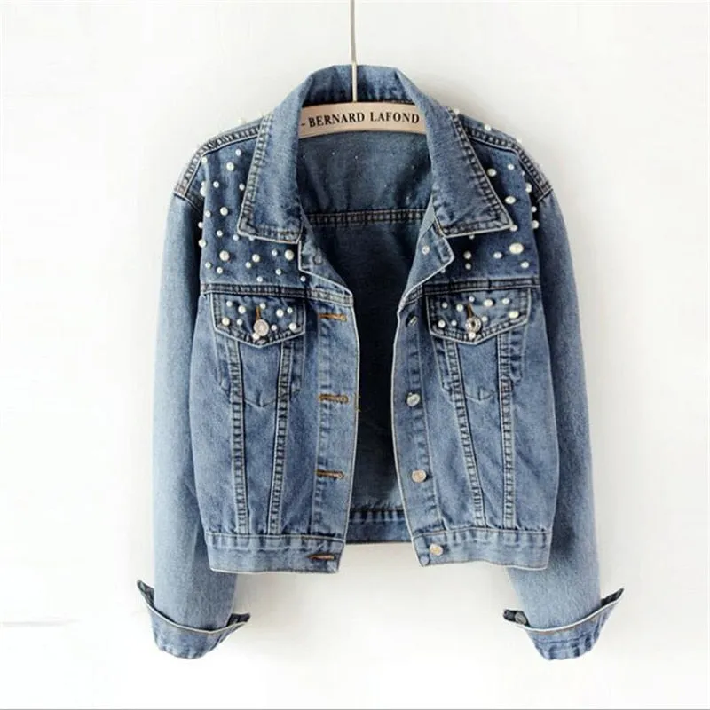 Jaqueta Jeans Clássica com Bordados Frente e Costas - Folk