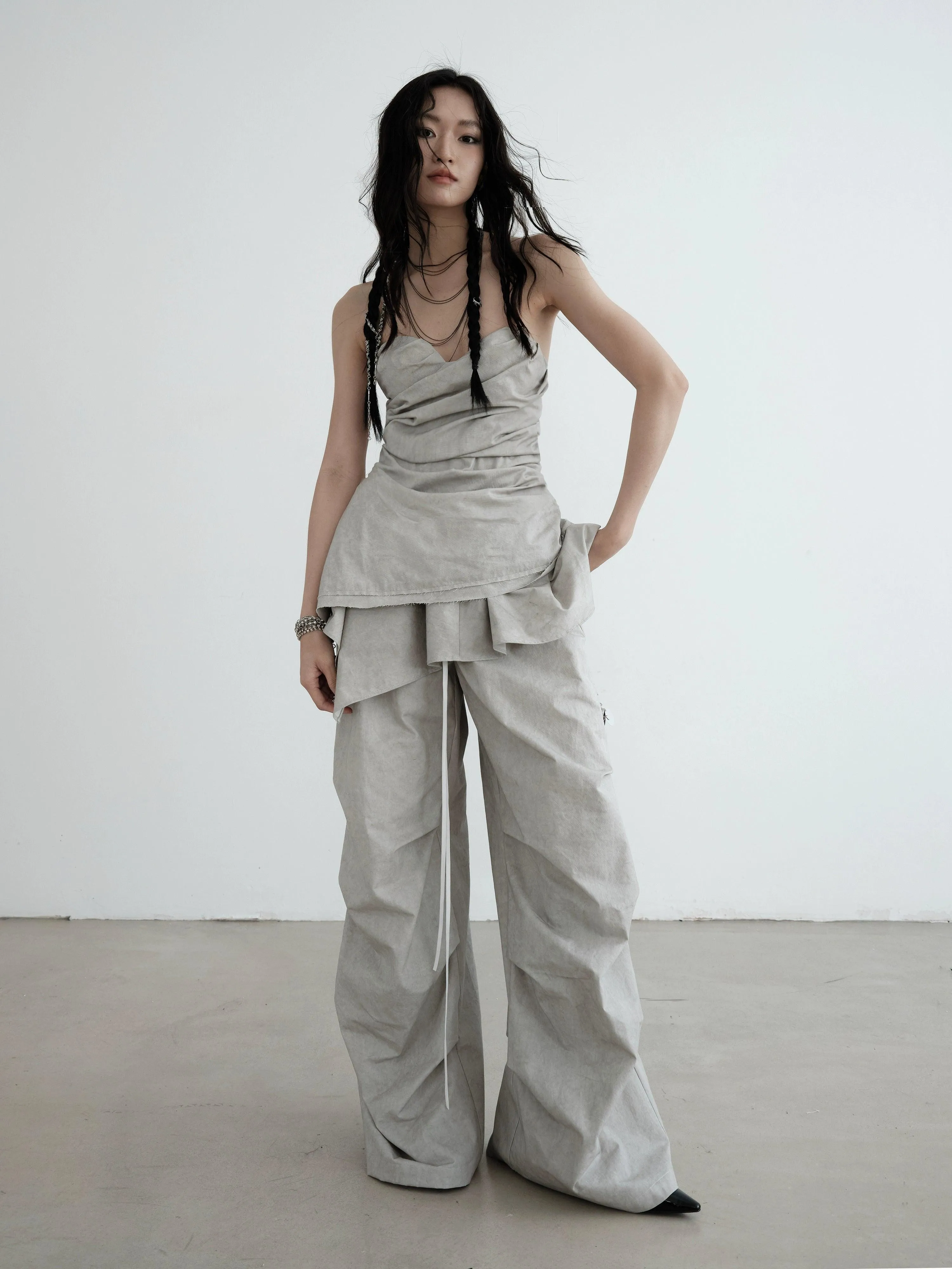 Jnylon Studio Strapless Draped Mini Dress - Women'S Light Gray Ruched Bodycon With Asymmetric Hem