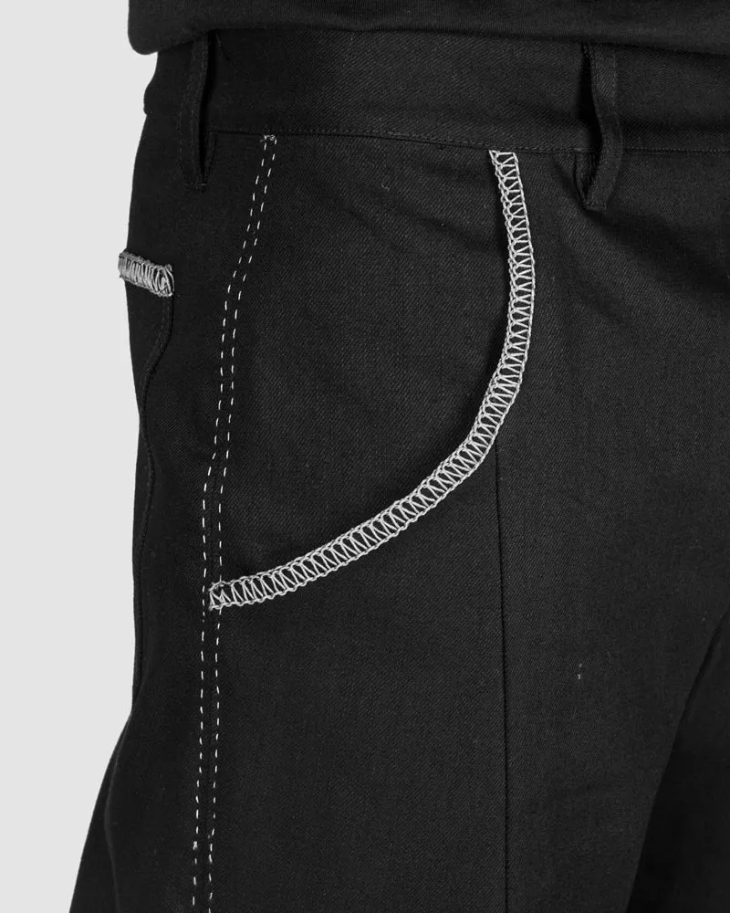 Jon long denim trousers white stitching