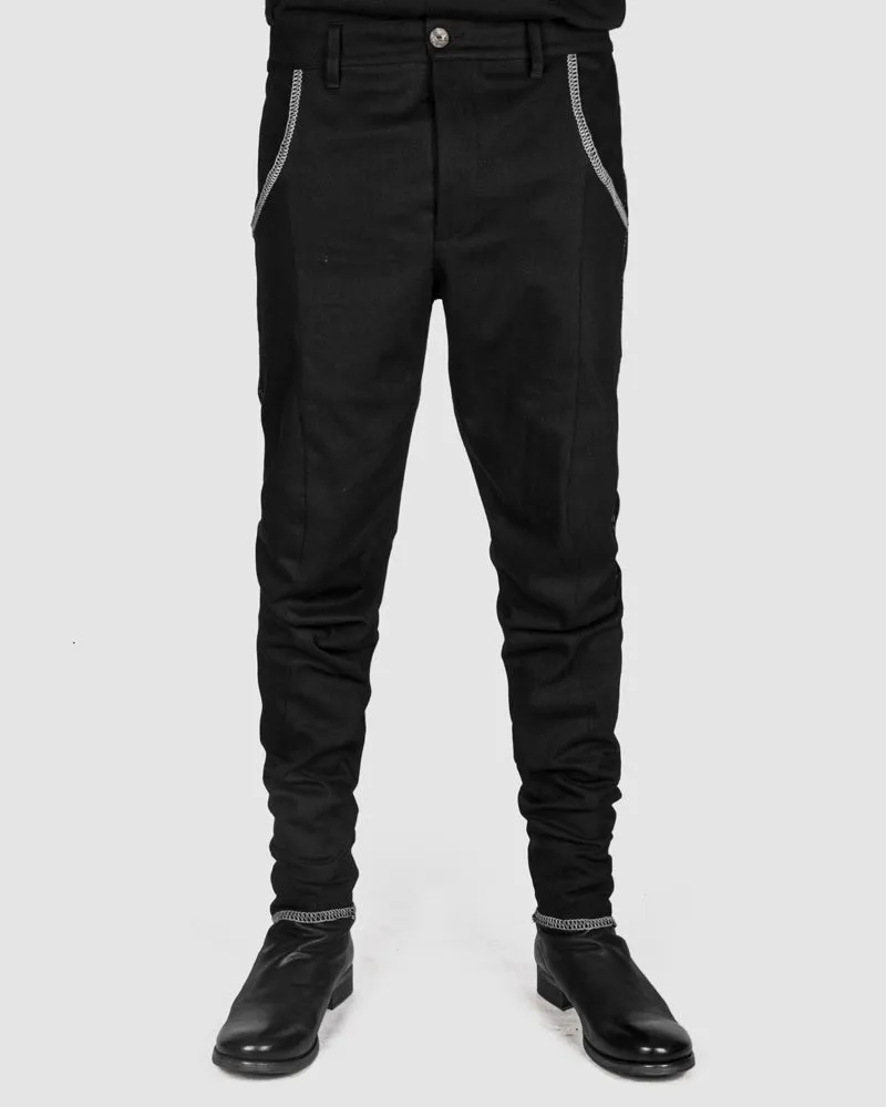 Jon long denim trousers white stitching