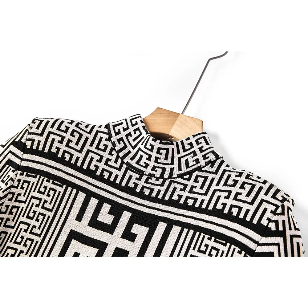 Juliana Vintage Geometrical Knit Mini Dress