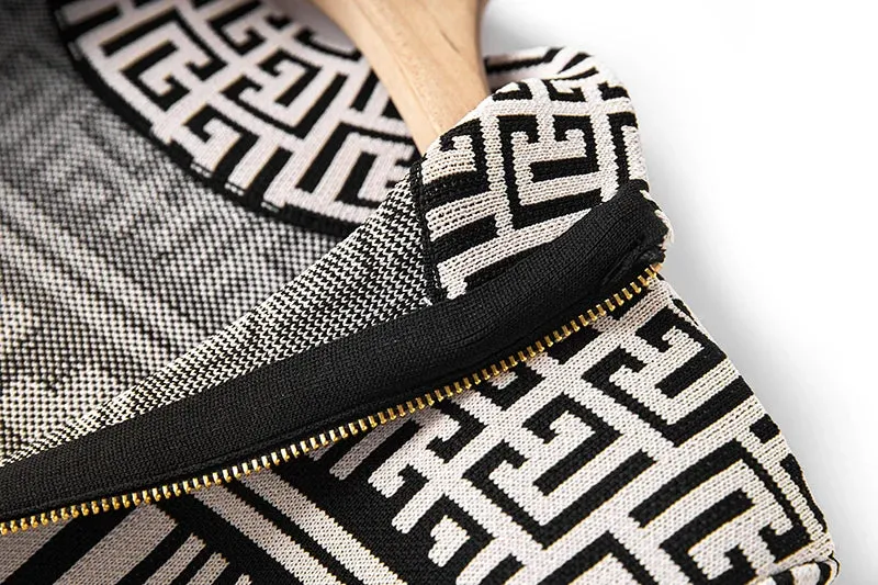 Juliana Vintage Geometrical Knit Mini Dress