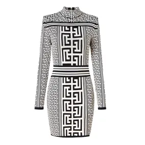 Juliana Vintage Geometrical Knit Mini Dress
