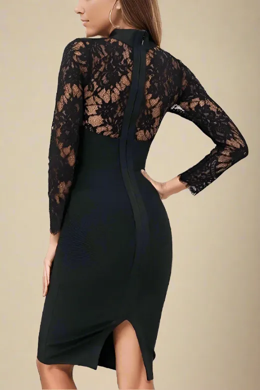 Kailey Long Sleeve Bandage Dress - Classic Black