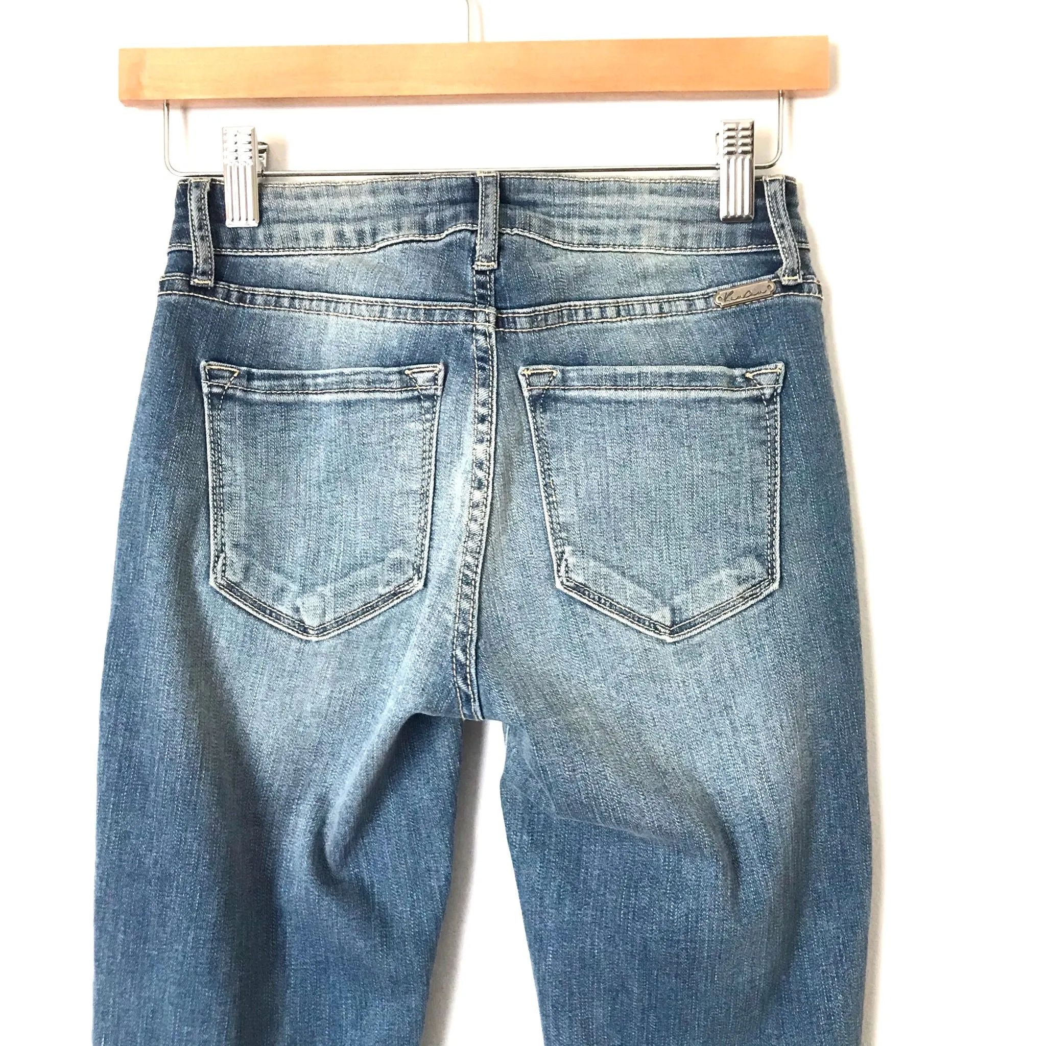 Kancan Light Wash Distressed Raw Hem Skinny Jeans- Size 24 (Inseam 27.5")