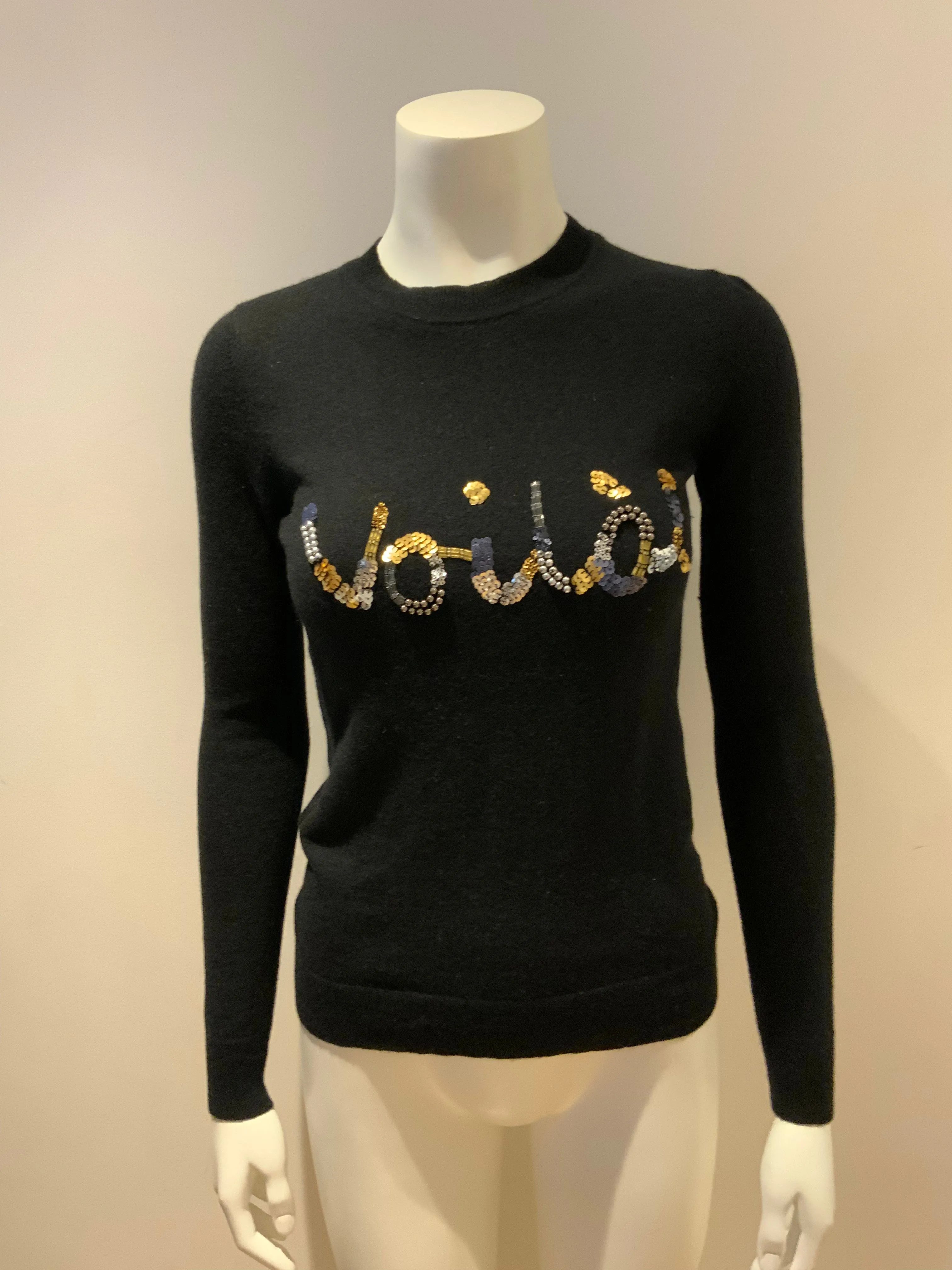 KAREN MILLEN sequin embellished cashmere and wool sweater jumper Size XS. ladies