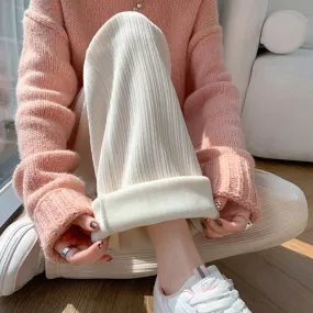 Kawaii Comfy Ribbed Loose Pants